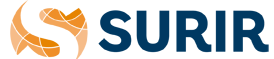 Logotipo de SURIR que presenta una forma abstracta de color naranja y amarillo a la izquierda de la palabra "SURIR" en letras mayúsculas de color azul oscuro en negrita.